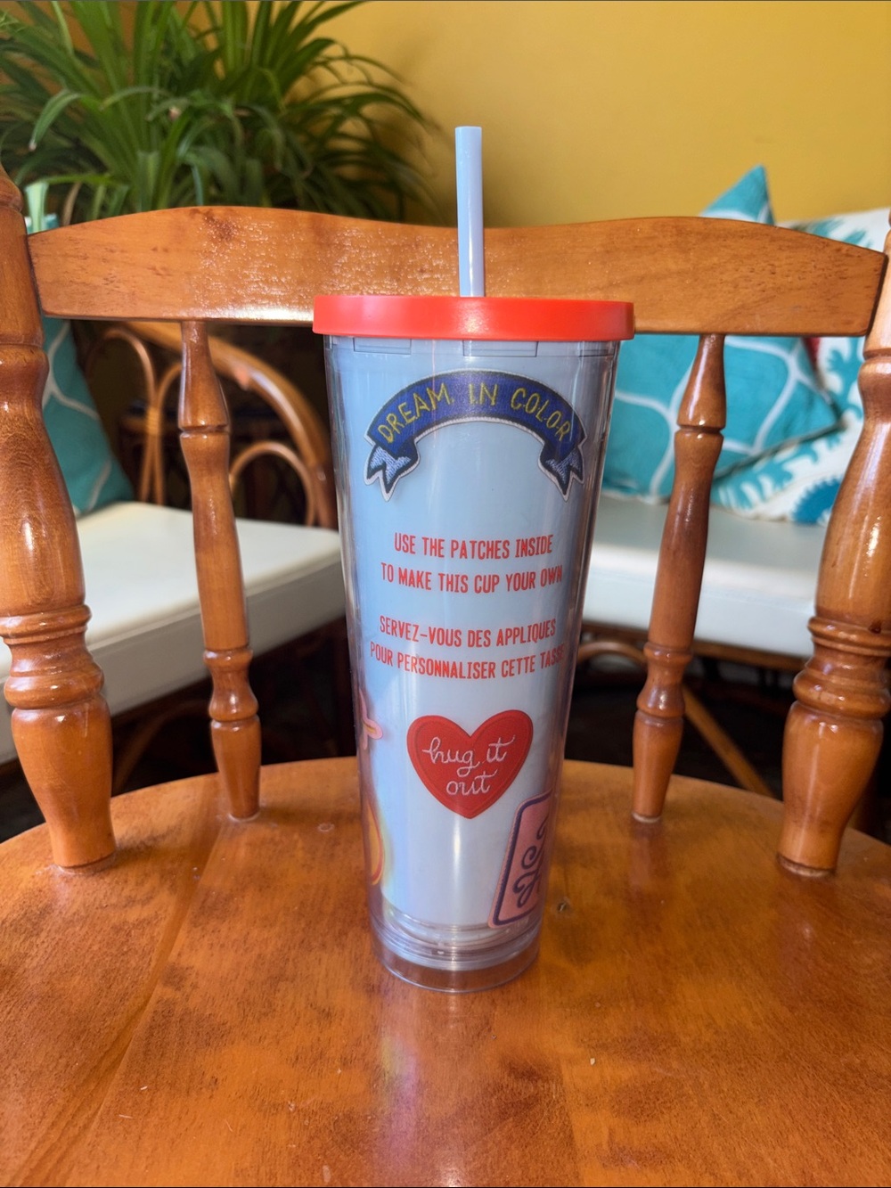 Starbucks Blue Travel Tumbler with Coral Lid and Straw 2016
